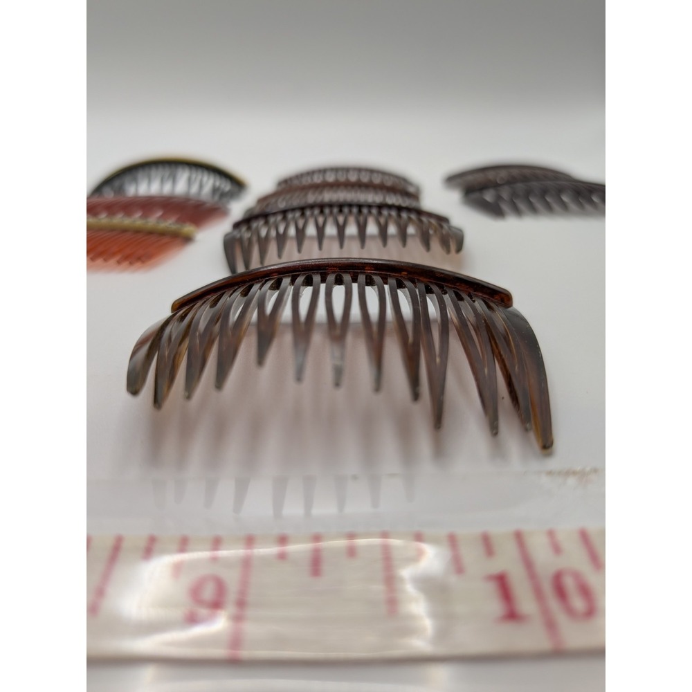 Vintage Goody Mini Hair Combs Side Pin Brown Marble Tortoise 2" USA - Picture 3 of 16